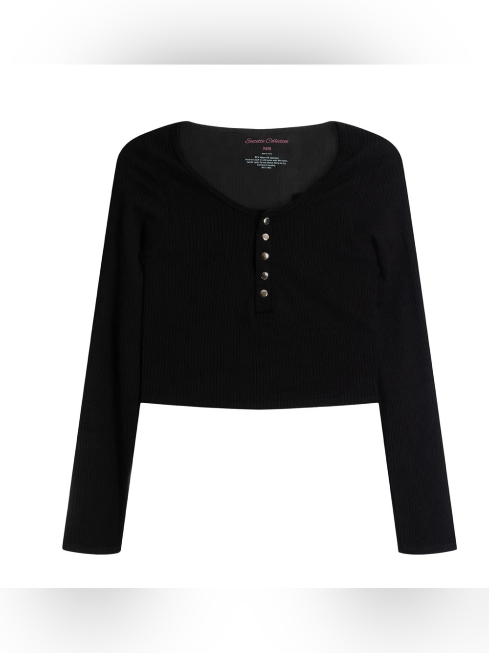 Suzette Collection RIB SNAP CROP HENLEY - Girls